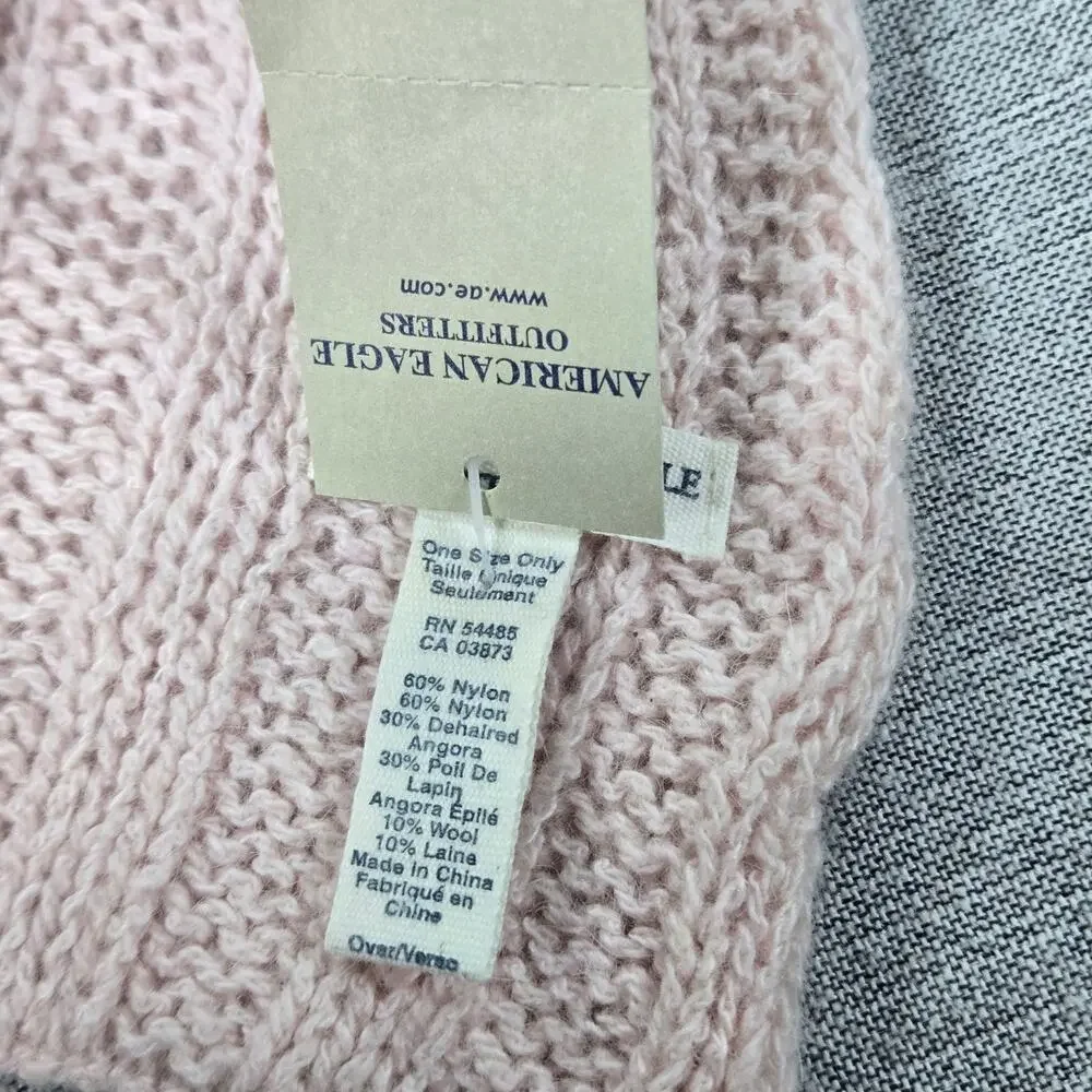 American Eagle NWT Angora Wool Blend Blush Pink Knit Scarf Cozy Warm Coquette